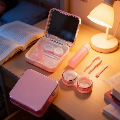 Mirror Contact Lens Case – Minimalist Travel Companion Box for Daily and Cosmetic Lenses, Portable Lens Care Storage Kit (Rose Gold) in Saudi Arabia