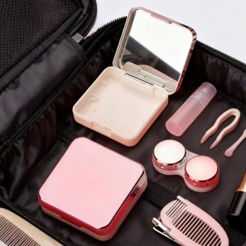 Mirror Contact Lens Case – Minimalist Travel Companion Box for Daily and Cosmetic Lenses, Portable Lens Care Storage Kit (Rose Gold) in Saudi Arabia