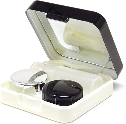 Fashion Travel Contact Lens Case Kit Black Contact Box Portable Contact Lens Storage Case with Mirror in Saudi Arabia