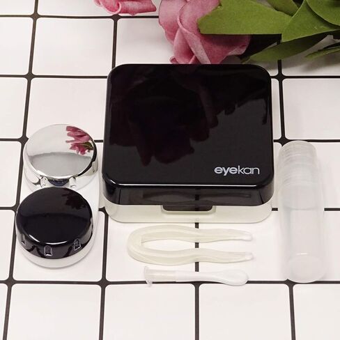 Fashion Travel Contact Lens Case Kit Black Contact Box Portable Contact Lens Storage Case with Mirror in Saudi Arabia