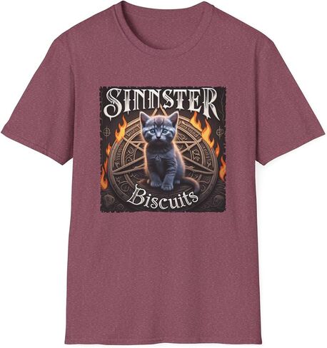 Sinister Biscuits Cat T-Shirt, Unisex Graphic Tee, Pet Lover Gift, Halloween Apparel, Quirky Cat Lover Shirt, Unique Design in Saudi Arabia