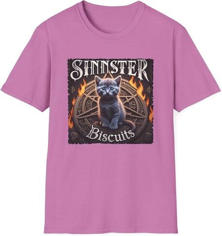 Sinister Biscuits Cat T-Shirt, Unisex Graphic Tee, Pet Lover Gift, Halloween Apparel, Quirky Cat Lover Shirt, Unique Design in Saudi Arabia