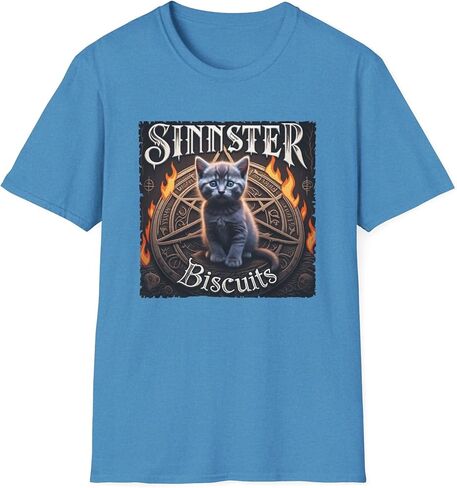 Sinister Biscuits Cat T-Shirt, Unisex Graphic Tee, Pet Lover Gift, Halloween Apparel, Quirky Cat Lover Shirt, Unique Design in Saudi Arabia