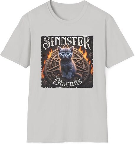 Sinister Biscuits Cat T-Shirt, Unisex Graphic Tee, Pet Lover Gift, Halloween Apparel, Quirky Cat Lover Shirt, Unique Design in Saudi Arabia