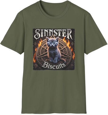 Sinister Biscuits Cat T-Shirt, Unisex Graphic Tee, Pet Lover Gift, Halloween Apparel, Quirky Cat Lover Shirt, Unique Design in Saudi Arabia