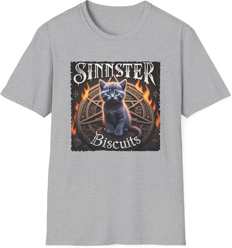 Sinister Biscuits Cat T-Shirt, Unisex Graphic Tee, Pet Lover Gift, Halloween Apparel, Quirky Cat Lover Shirt, Unique Design in Saudi Arabia