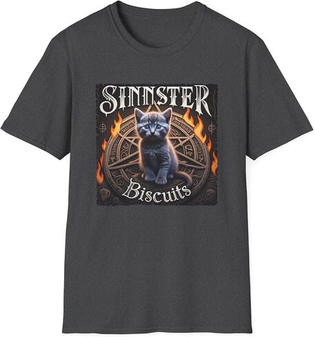 Sinister Biscuits Cat T-Shirt, Unisex Graphic Tee, Pet Lover Gift, Halloween Apparel, Quirky Cat Lover Shirt, Unique Design in Saudi Arabia