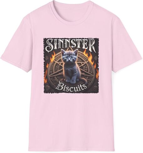 Sinister Biscuits Cat T-Shirt, Unisex Graphic Tee, Pet Lover Gift, Halloween Apparel, Quirky Cat Lover Shirt, Unique Design in Saudi Arabia