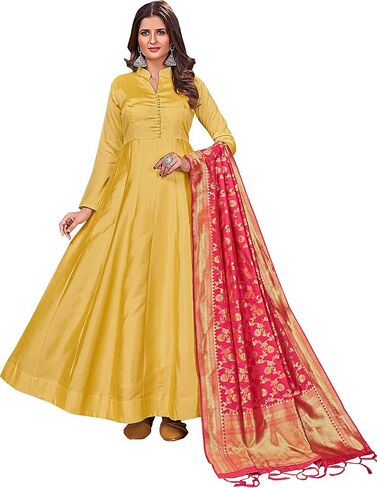 Elina fashion Indian Kurti for Womens With Dupatta | Art Silk Woven Readymade Kurtis Stitched Kurta For Women in Saudi Arabia