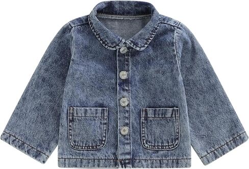 Thorn Tree Girls Denim Jacket Turn Down Collar Outerwear Long Sleeve Button Down Coat Toddler Fall Clothes in Saudi Arabia