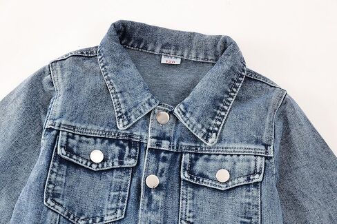 Girls Denim Jacket - Bunny Embroidered Stretch Washed Jean Coat, Cute Long Sleeve Toddler Jacket in Saudi Arabia
