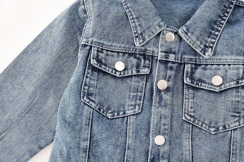 Girls Denim Jacket - Bunny Embroidered Stretch Washed Jean Coat, Cute Long Sleeve Toddler Jacket in Saudi Arabia