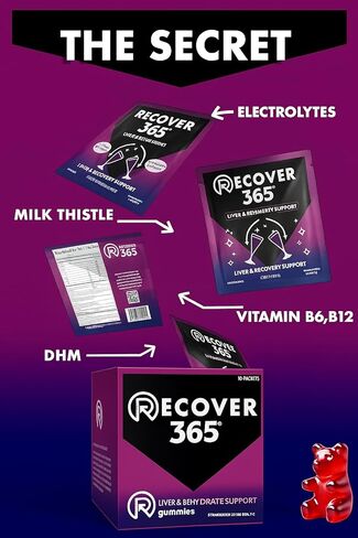 Gummies for Alcohol Metabolism & Liver Support - Post Drinking Relief Formula for Better Morning Recovery - B12 + Milk Thistle + DHM + Electrolytes - Vegan, 10 Counts, Packs of 2 in Saudi Arabia