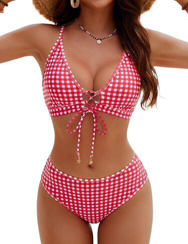 BMJL Women's Mid Waisted Bikini Set V Neck Curvy Bathing Suit Two Piece Supportive Modest Swim Suits 2026 in Saudi Arabia