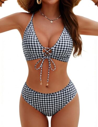 BMJL Women's Mid Waisted Bikini Set V Neck Curvy Bathing Suit Two Piece Supportive Modest Swim Suits 2026 in Saudi Arabia