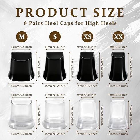 8 Pairs(4 Sizes) Heel Protectors for High Heels,U-Shape Anti-Slip Heel Caps for Grass,Dancing&Outdoor Events,Noise-Reducing Replacement Tips for Stiletto,Pumps & Wedding Heels in Saudi Arabia