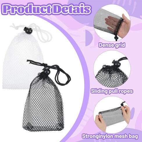10 Pcs Small Mesh Bags Drawstring, Mini Mesh Storage Bags Nylon Small Drawstring Bag with Cord Lock, Mini Net Bag for Travel Stuff Organizing, 6 x 4 Inch (Black, White) in Saudi Arabia