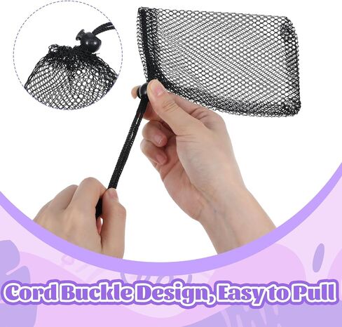 10 Pcs Small Mesh Bags Drawstring, Mini Mesh Storage Bags Nylon Small Drawstring Bag with Cord Lock, Mini Net Bag for Travel Stuff Organizing, 6 x 4 Inch (Black, White) in Saudi Arabia