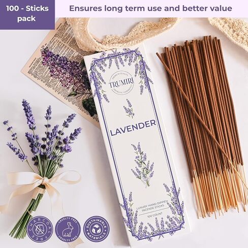 Lavender Incense Sticks - Pack of 100 Insence-Sticks - Inciensos Aromaticos Made with Natural Lavender Essential Oil - Scented Inscents Non Toxic Insense in Saudi Arabia