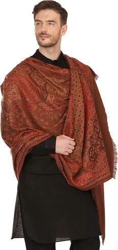 Pashtush Mens fine Soft Ethnic Stole Stole, Jamawar design, Faux Pashmina in Saudi Arabia