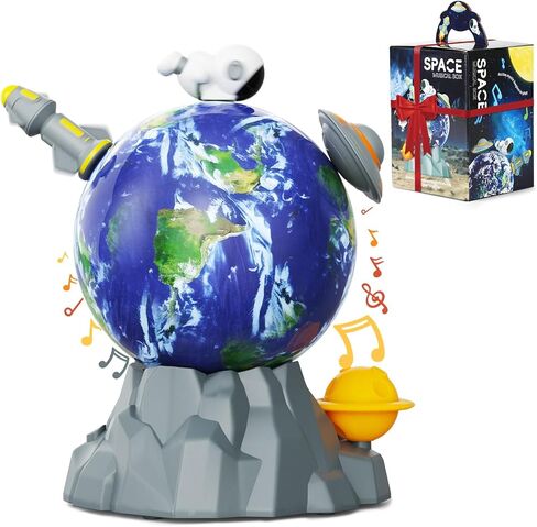 Space Toys for Kids, Best Birthday Gifts for 3 4 5 6 7 Year Old Boys, Magnetic Rotation Space Music Box for Kids with 3 Spinning Figures, Great Kids Room Decor in Saudi Arabia