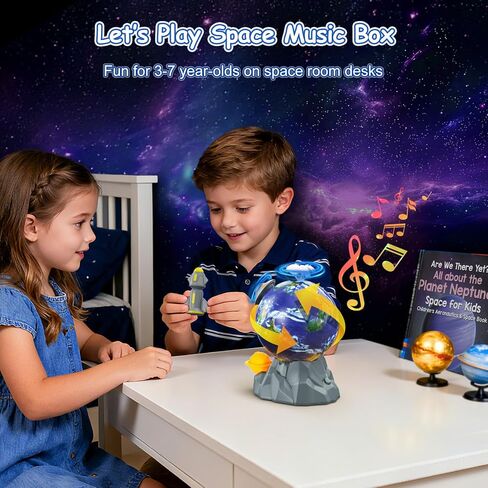 Space Toys for Kids, Best Birthday Gifts for 3 4 5 6 7 Year Old Boys, Magnetic Rotation Space Music Box for Kids with 3 Spinning Figures, Great Kids Room Decor in Saudi Arabia