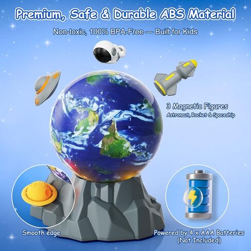 Space Toys for Kids, Best Birthday Gifts for 3 4 5 6 7 Year Old Boys, Magnetic Rotation Space Music Box for Kids with 3 Spinning Figures, Great Kids Room Decor in Saudi Arabia