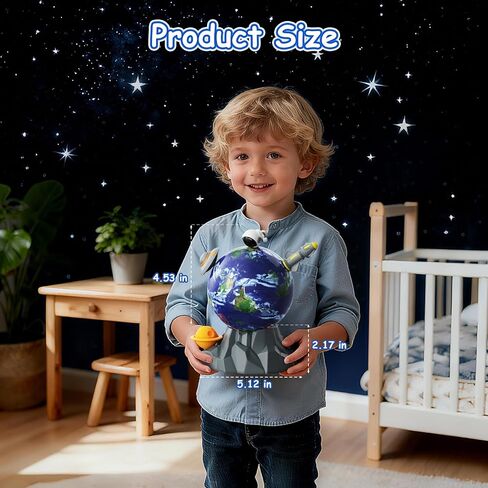 Space Toys for Kids, Best Birthday Gifts for 3 4 5 6 7 Year Old Boys, Magnetic Rotation Space Music Box for Kids with 3 Spinning Figures, Great Kids Room Decor in Saudi Arabia