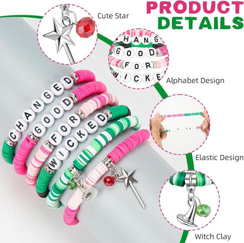 Galinda & Elphaba Friendship Matching Bracelets, Movie Witch Matching Bracelets Natural Stone Hat-Crown Best Friend BFF Bracelets Jewelry Gifts for Fans in Saudi Arabia