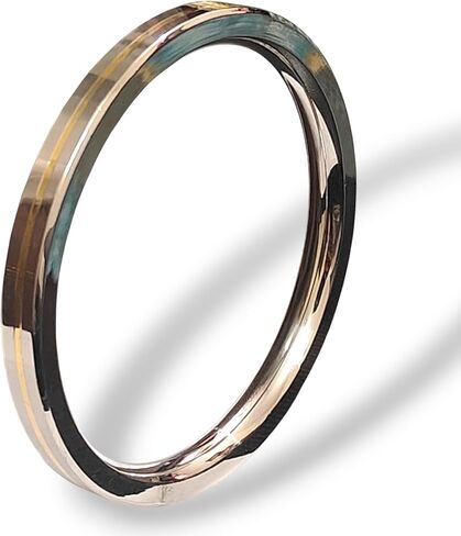 Stainless Steel Sikh Kada Bracelet, 9mm Thick, Gold Brass Line, 6.9cm Internal Diameter, Silver in Saudi Arabia