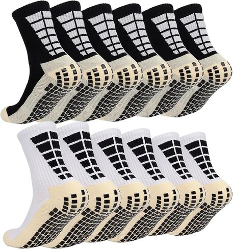 TeenFighter 1/3/6 Pairs Men's Grip Soccer Socks Non Slip with Silicone - Thick Cushioned Women Socks, Breathable for Sports in Saudi Arabia