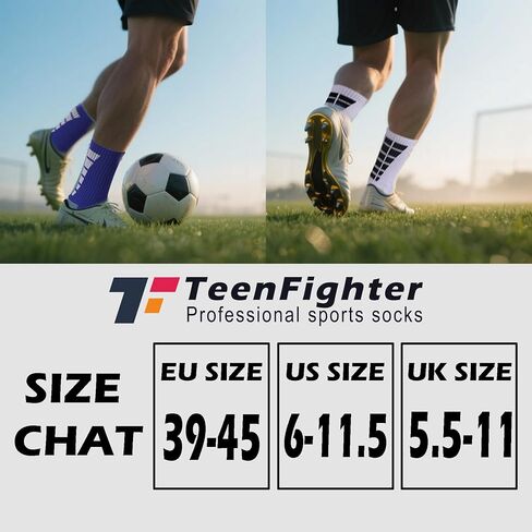 TeenFighter 1/3/6 Pairs Men's Grip Soccer Socks Non Slip with Silicone - Thick Cushioned Women Socks, Breathable for Sports in Saudi Arabia