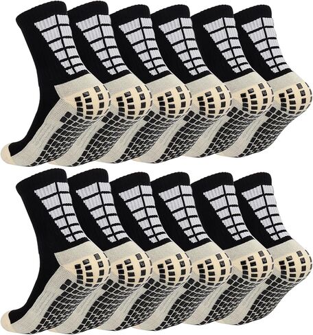 TeenFighter 1/3/6 Pairs Men's Grip Soccer Socks Non Slip with Silicone - Thick Cushioned Women Socks, Breathable for Sports in Saudi Arabia