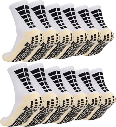 TeenFighter 1/3/6 Pairs Men's Grip Soccer Socks Non Slip with Silicone - Thick Cushioned Women Socks, Breathable for Sports in Saudi Arabia