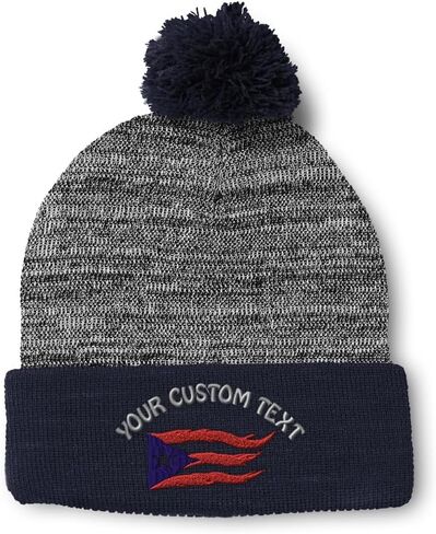 Pom Pom Beanies for Women Puerto Rico Flame Flag Black Caribbean Boricua Skull Cap Acrylic One Size in Saudi Arabia