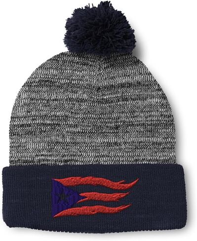 Pom Pom Beanies for Women Puerto Rico Flame Flag Black Caribbean Boricua Skull Cap Acrylic One Size in Saudi Arabia