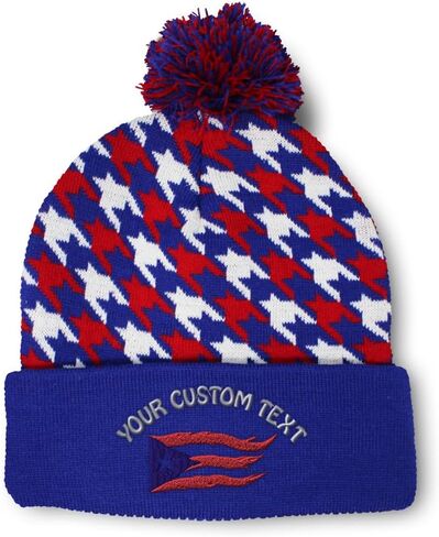 Pom Pom Beanies for Women Puerto Rico Flame Flag Black Caribbean Boricua Skull Cap Acrylic One Size in Saudi Arabia