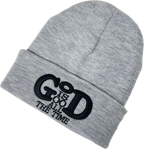 Unisex 3D Embroidered God is Good All The Time Winter Knit Beanie in Saudi Arabia