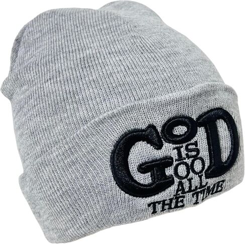 Unisex 3D Embroidered God is Good All The Time Winter Knit Beanie in Saudi Arabia