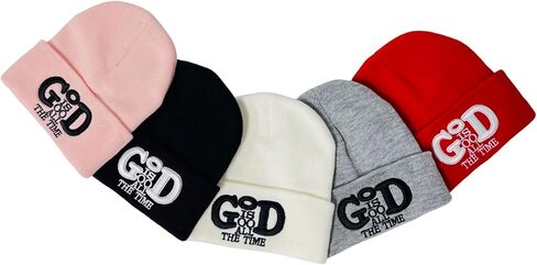 Unisex 3D Embroidered God is Good All The Time Winter Knit Beanie in Saudi Arabia