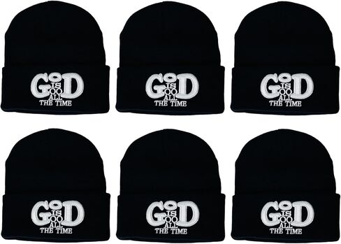Unisex 3D Embroidered God is Good All The Time Winter Knit Beanie in Saudi Arabia