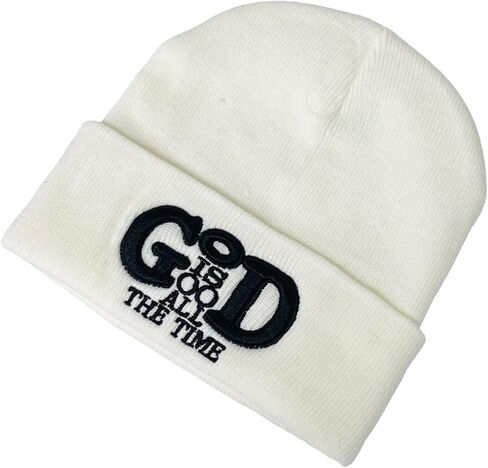 Unisex 3D Embroidered God is Good All The Time Winter Knit Beanie in Saudi Arabia