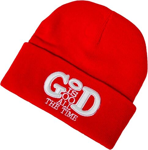 Unisex 3D Embroidered God is Good All The Time Winter Knit Beanie in Saudi Arabia