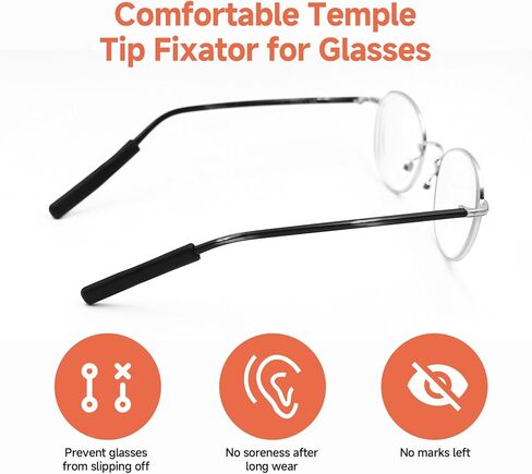 وسادة أذن مضادة للانزلاق، 3 أزواج من وسائد الأذن المصنوعة من السيليكون الأسود، مقابض أذن نظارات العين، تحافظ على النظارات من السقوط، تناسب معبد 0.1-0.3 بوصة (3-12 مم)، للنظارات اليومية/الرياضية in Kuwait