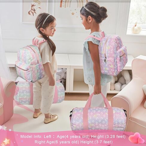Dance Bag and BackPack Set for Girls, 2PCS Ballet Sport Gym Duffle Overnight Travel Cute Bags for Dancers, Girls, Teens, Student Athletes (Pink Rainbow) in Saudi Arabia