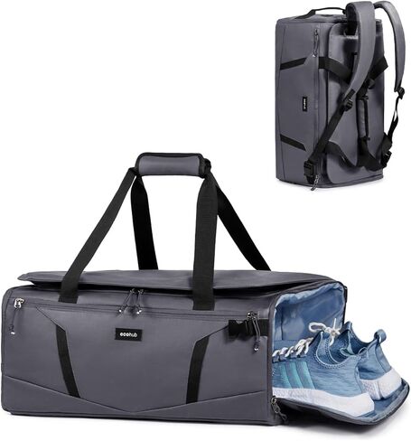 ECOHUB 40L Gym Bag for Women Men Water Resistant Sports Duffle Bag with Shoe Compartment & Wet Pocket, Travel Weekender Camping Backpack in Kuwait