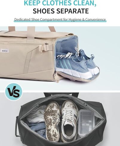 ECOHUB 40L Gym Bag for Women Men Water Resistant Sports Duffle Bag with Shoe Compartment & Wet Pocket, Travel Weekender Camping Backpack in Kuwait