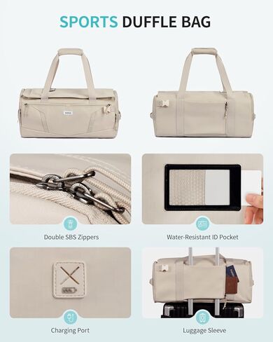 ECOHUB 40L Gym Bag for Women Men Water Resistant Sports Duffle Bag with Shoe Compartment & Wet Pocket, Travel Weekender Camping Backpack in Kuwait