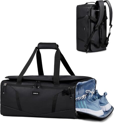 ECOHUB 40L Gym Bag for Women Men Water Resistant Sports Duffle Bag with Shoe Compartment & Wet Pocket, Travel Weekender Camping Backpack in Kuwait