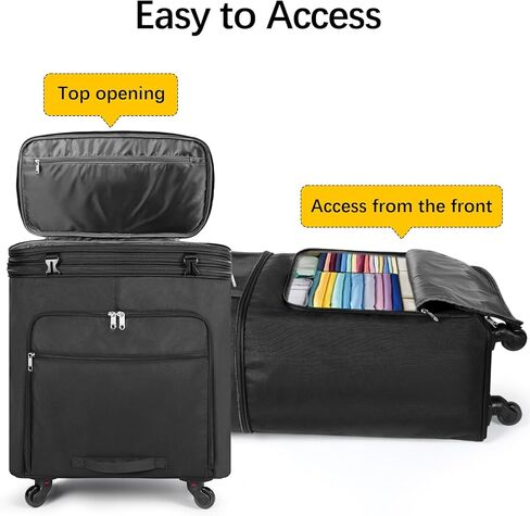 Foldable travel bag, Black travel bag, Expandable large capacity luggage bag, Rotatable luggage bag with wheels, Unisex in Saudi Arabia